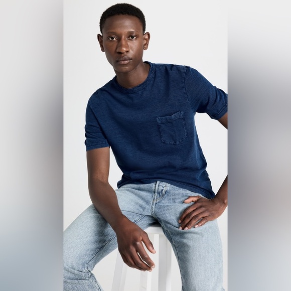 Faherty Short Sleeve Shirt Men's Size Small Dark Blue Navy Indigo Pocket Tee - Picture 4 of 12